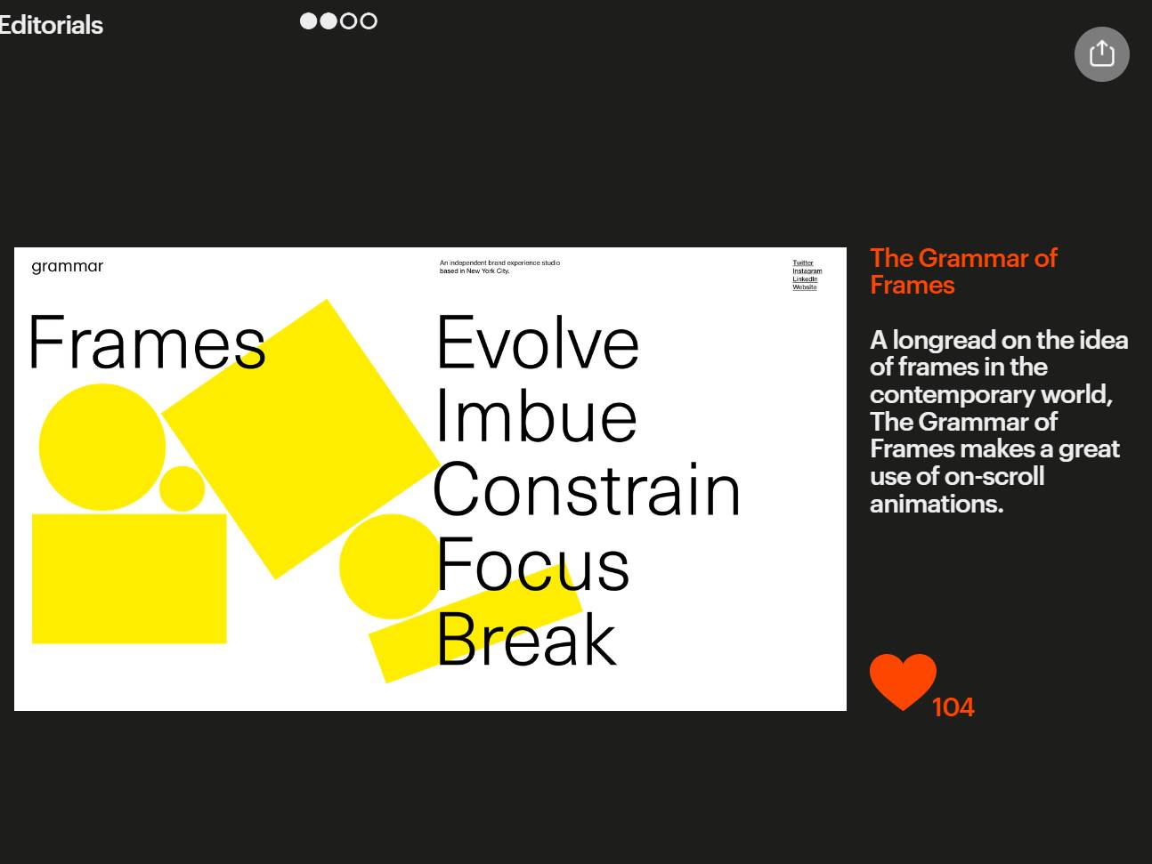 Screenshot of the Projects of the Year website