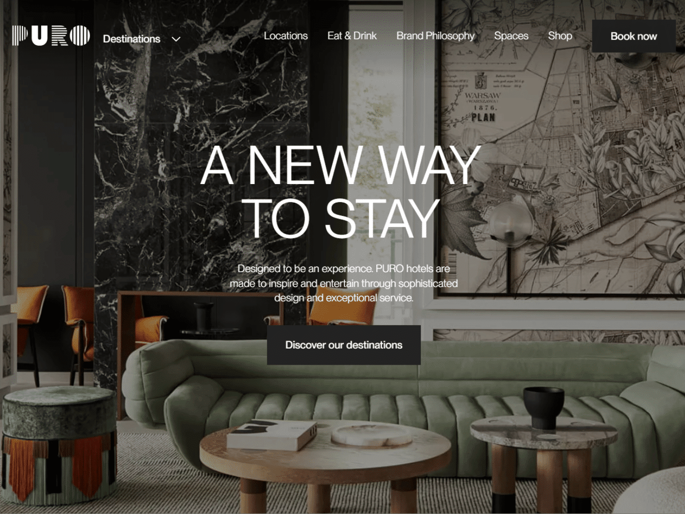 Screenshot of the PURO Hotels website