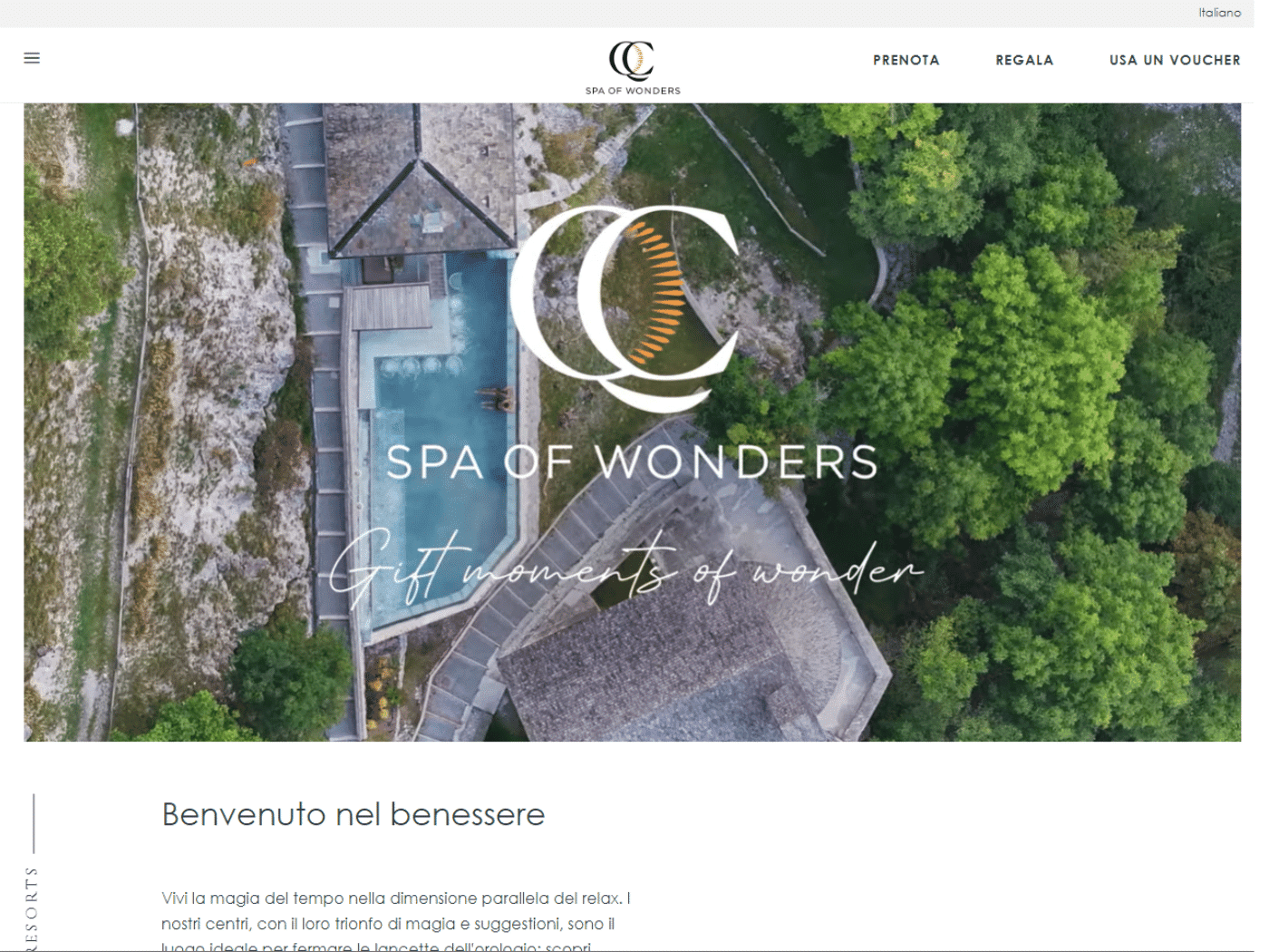 Screenshot of the QC Terme Spas and Resorts website