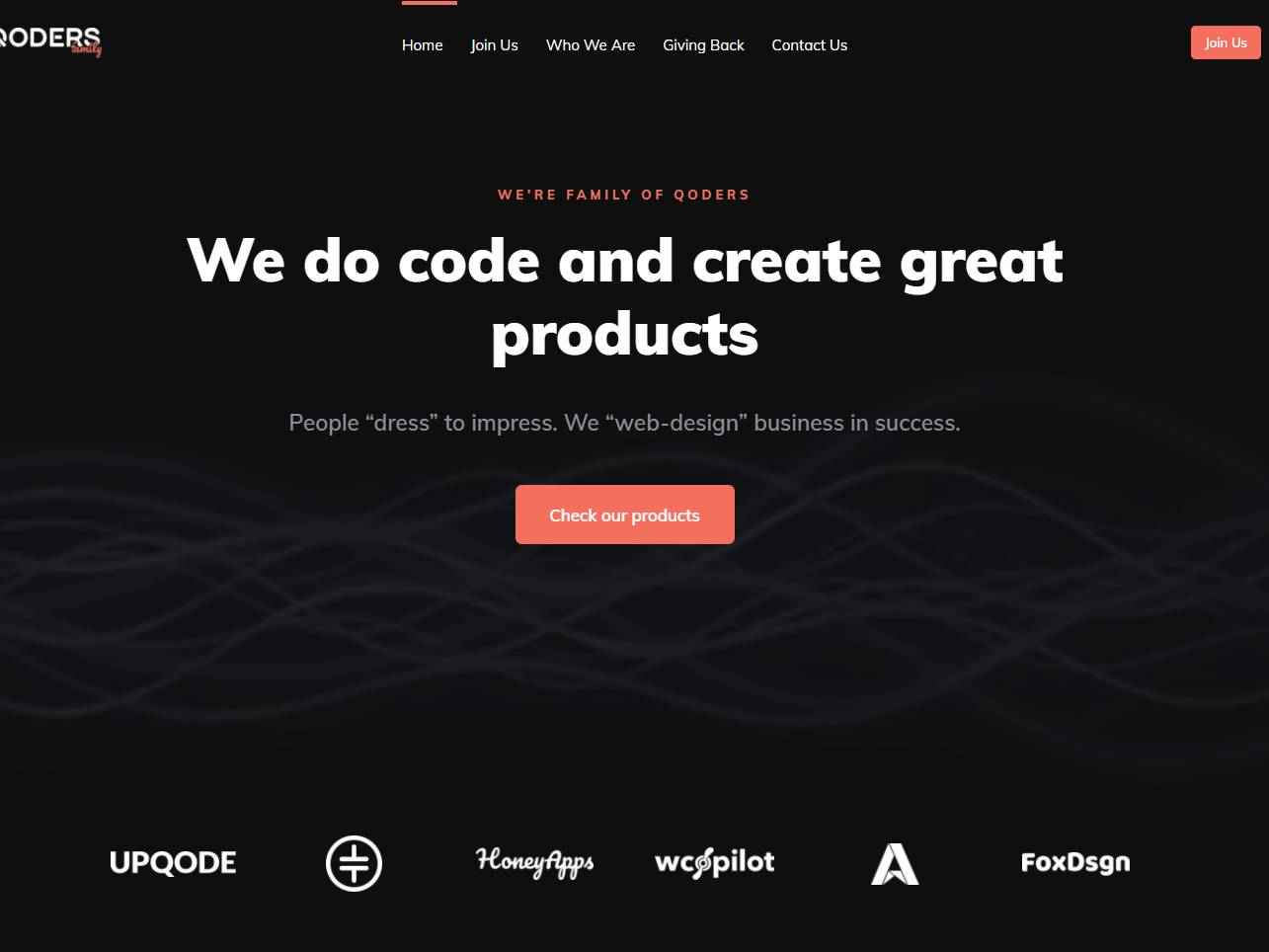 Screenshot of the QODERS Family website