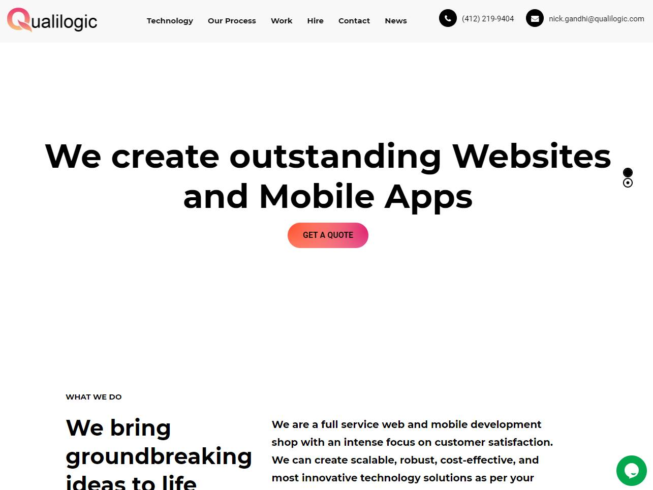 Screenshot of the Qualilogic Tech website