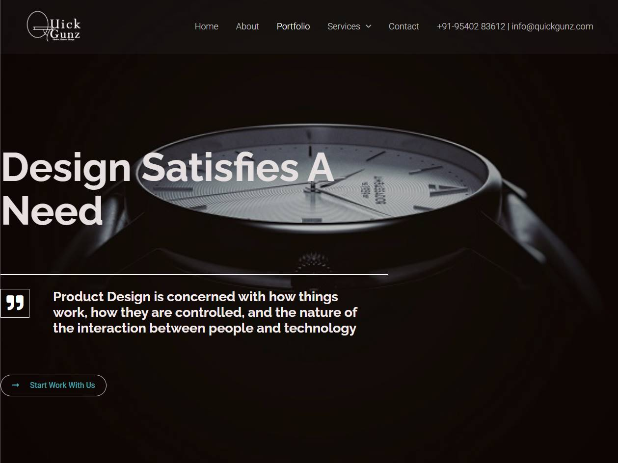 Screenshot of the Quickgunz Pvt Ltd Portfolio website