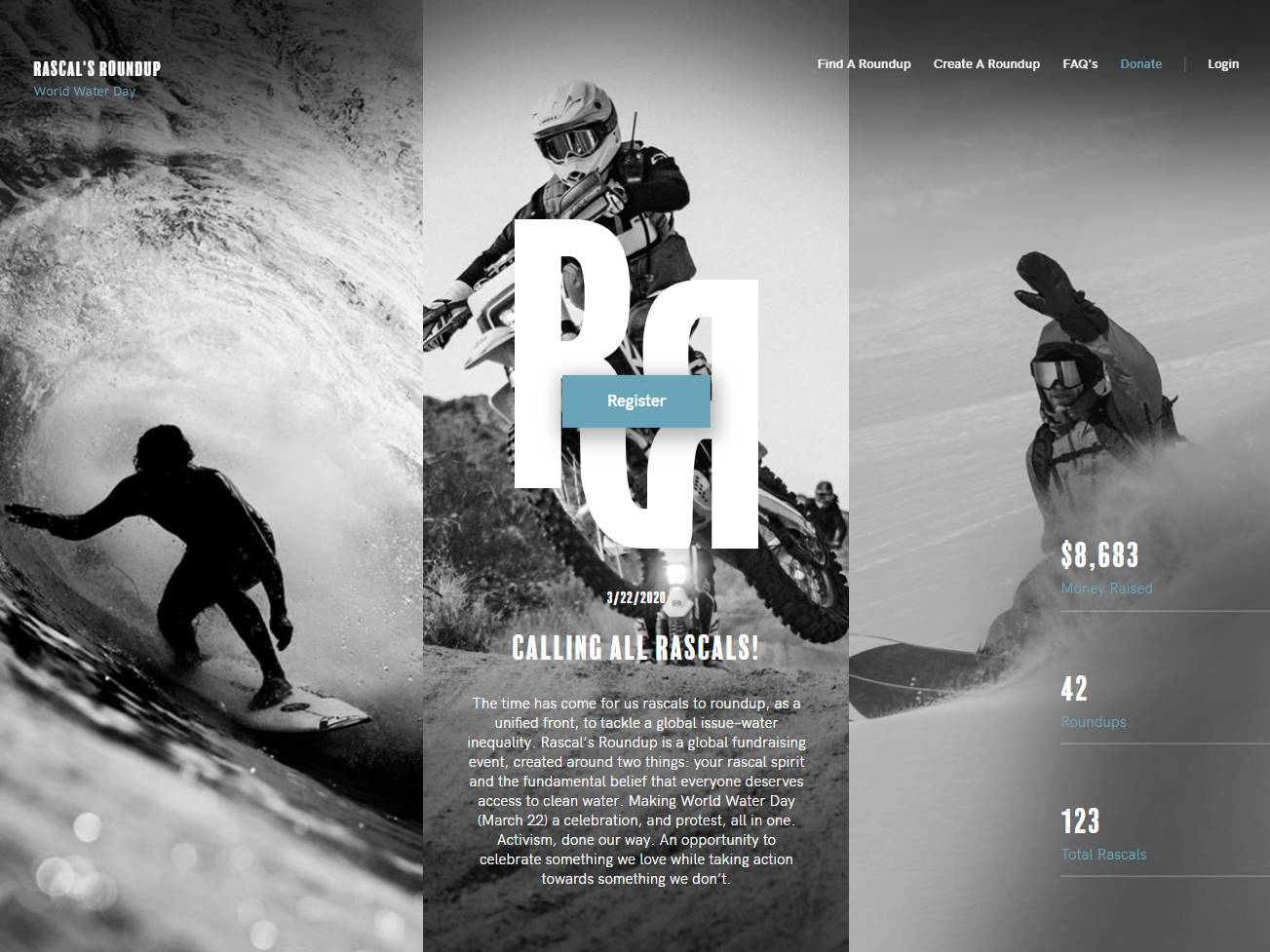 Screenshot of the Rascal’s Roundup website