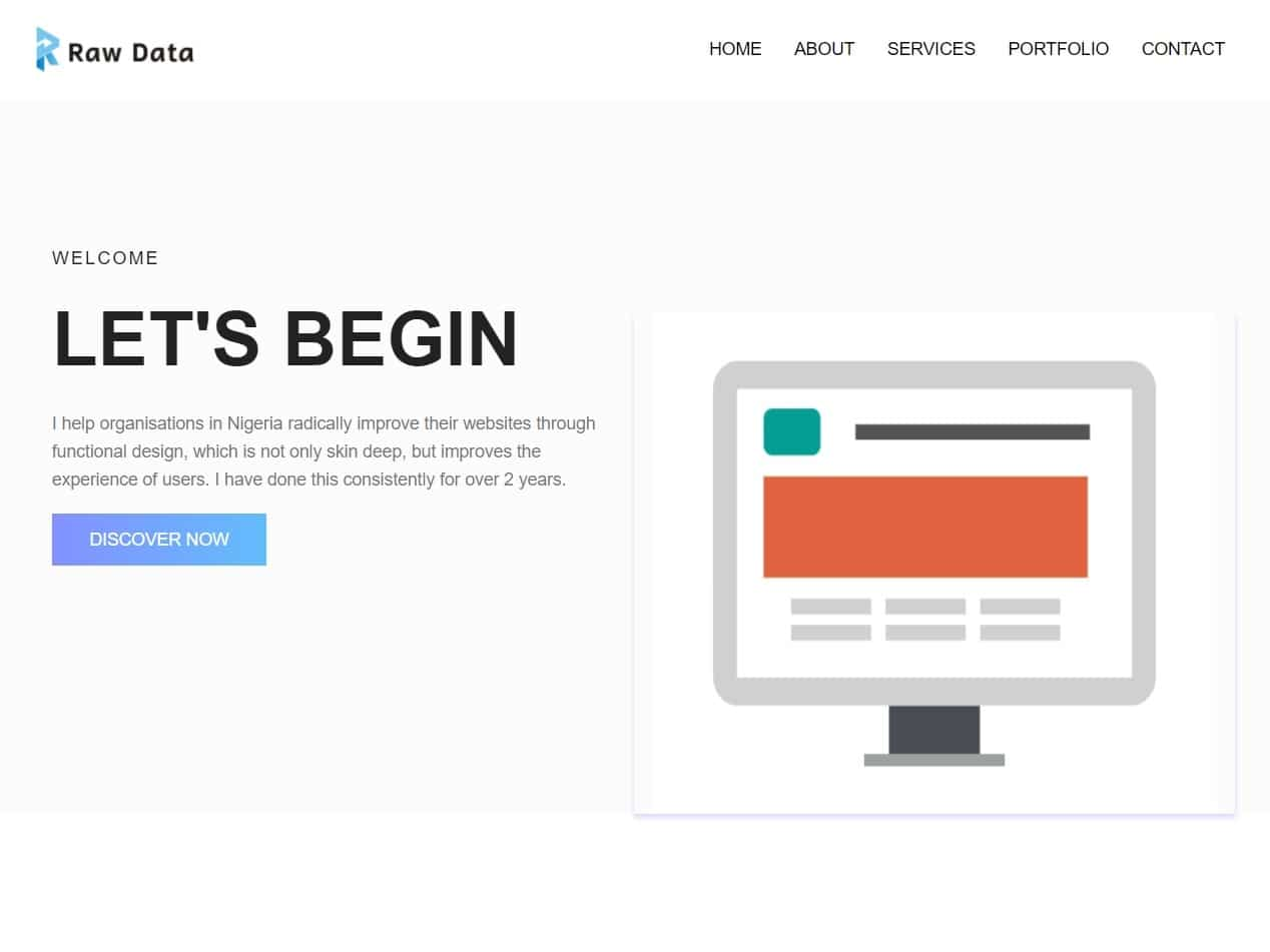 Screenshot of the Raw Data website