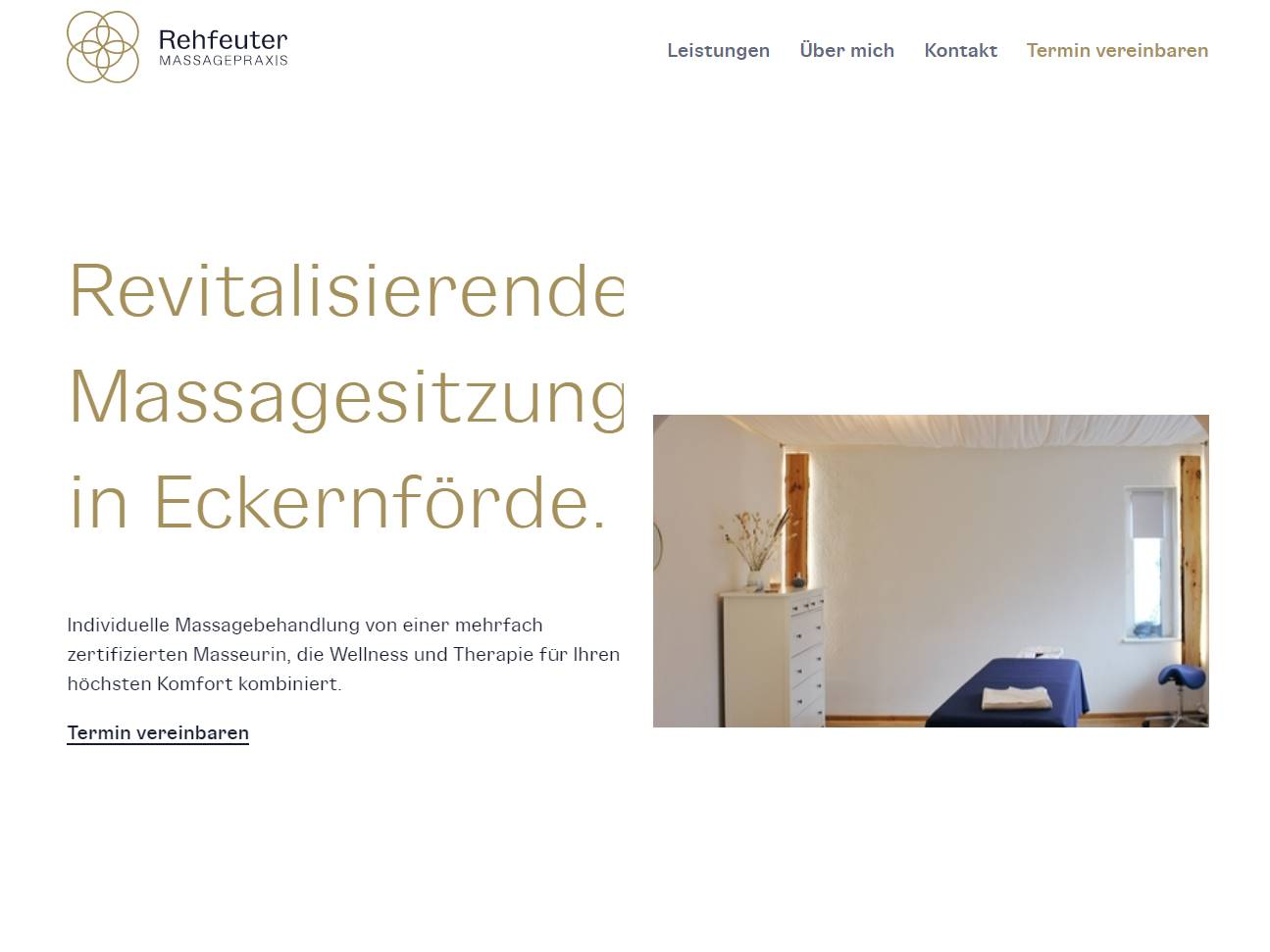 Screenshot of the Rehfeuter Massage website