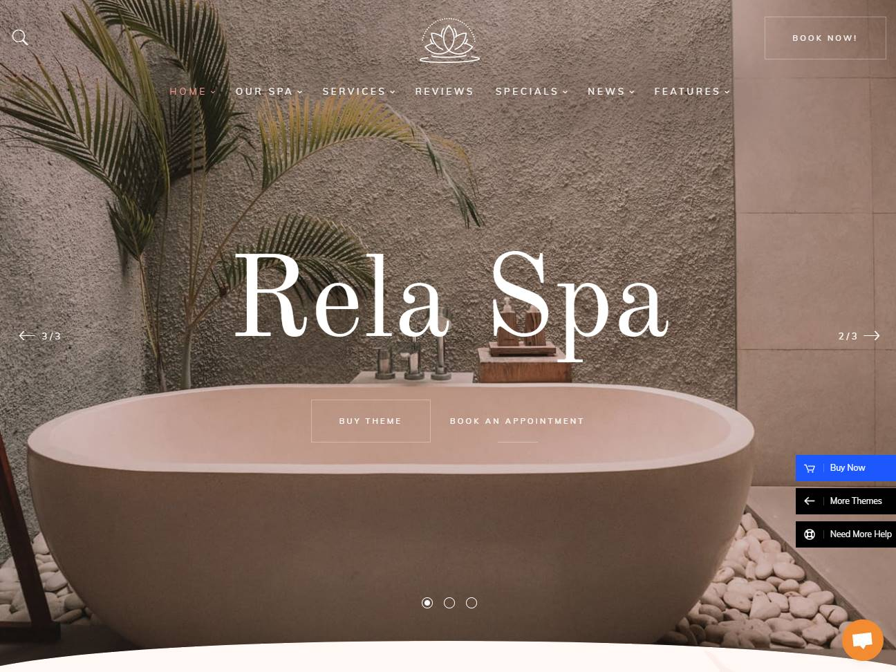Screenshot of the Rela – Spa Massage Salon website