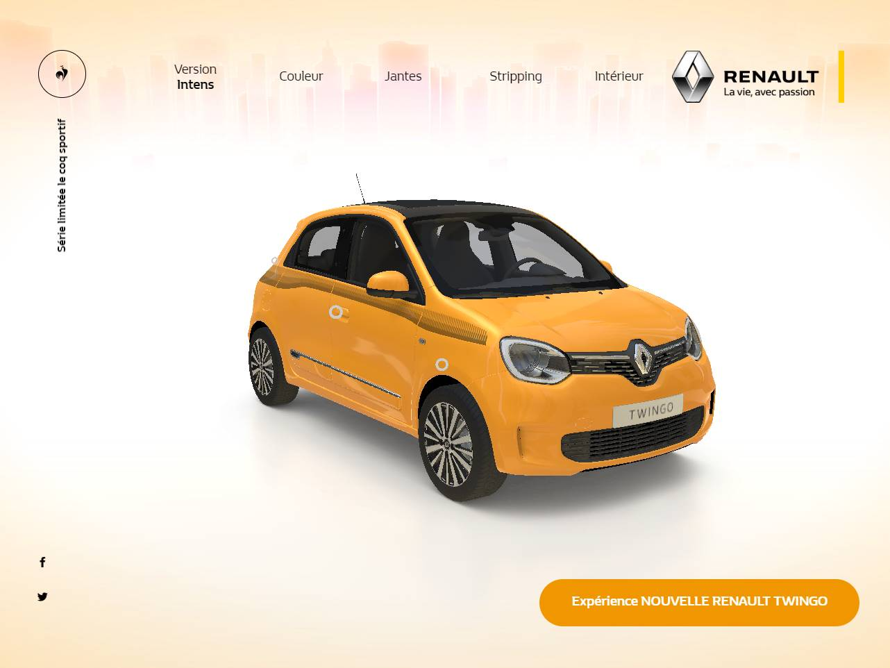 Screenshot of the Renault Twingo Experience website