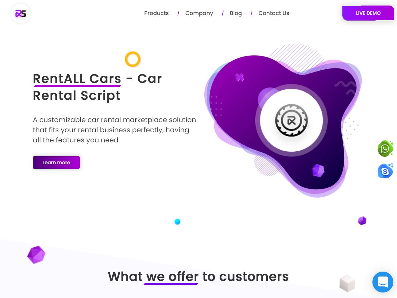Screenshot of the RentALLScript website