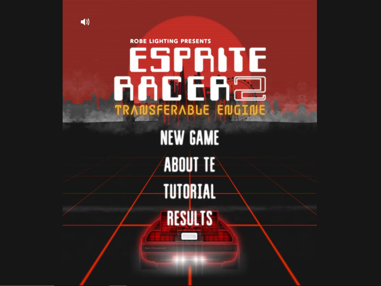 Screenshot of the ROBE ESPRITE Racer 2 website