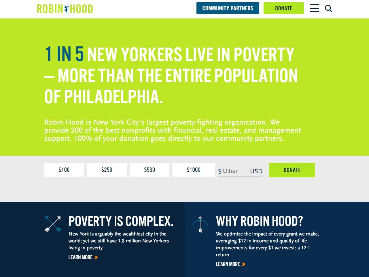 Screenshot of the Robin Hood website