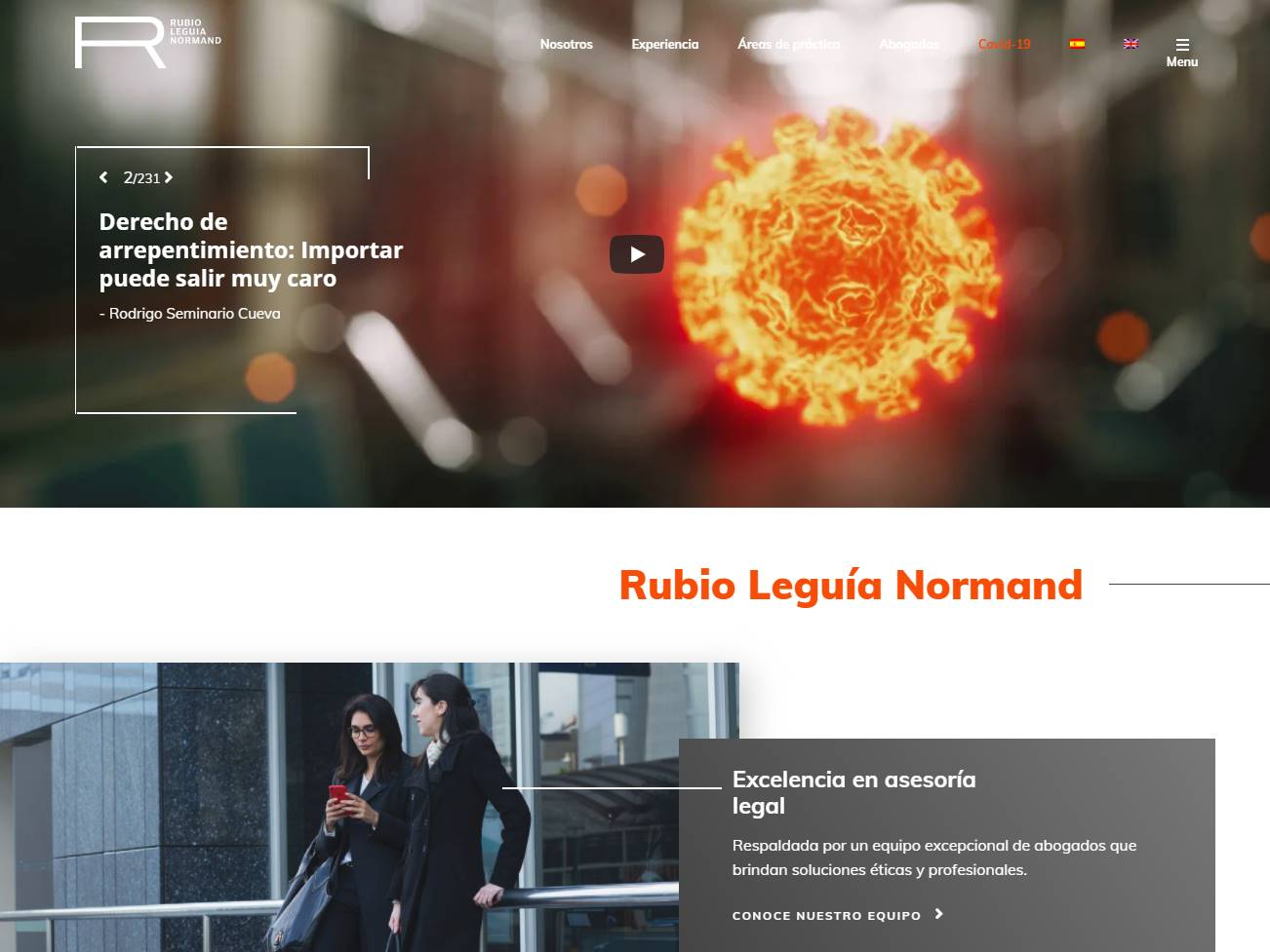 Screenshot of the Rubio Leguia Normand website