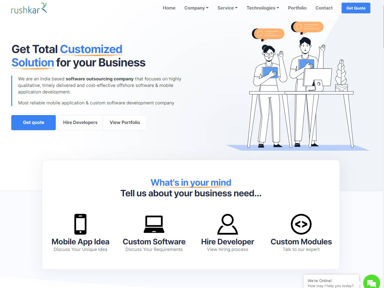 Screenshot of the Rushkar website
