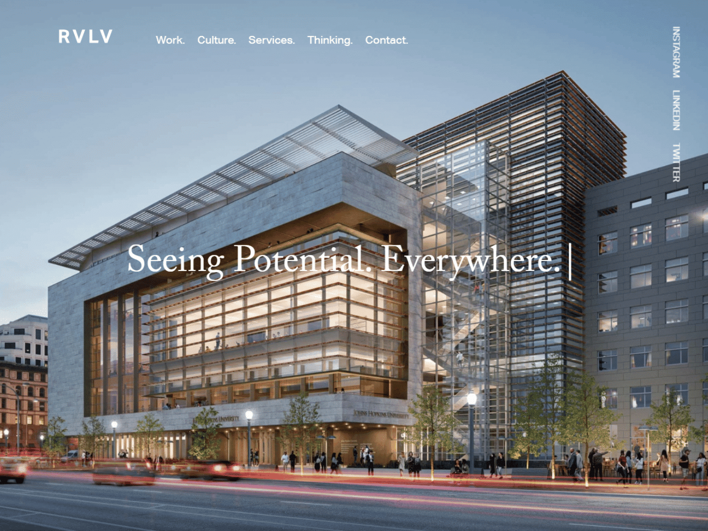 Screenshot of the RVLV website