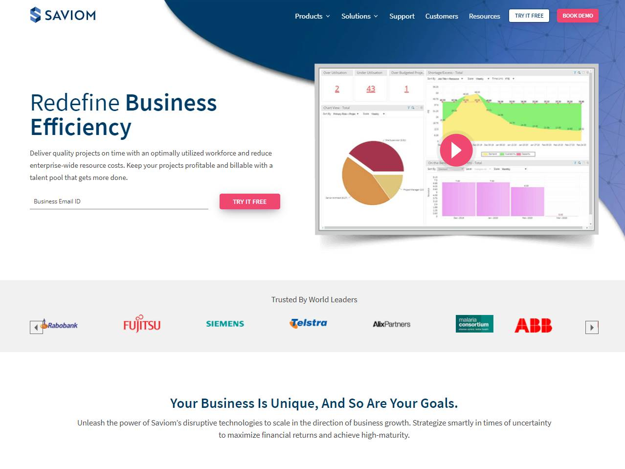 Screenshot of the Saviom Software website