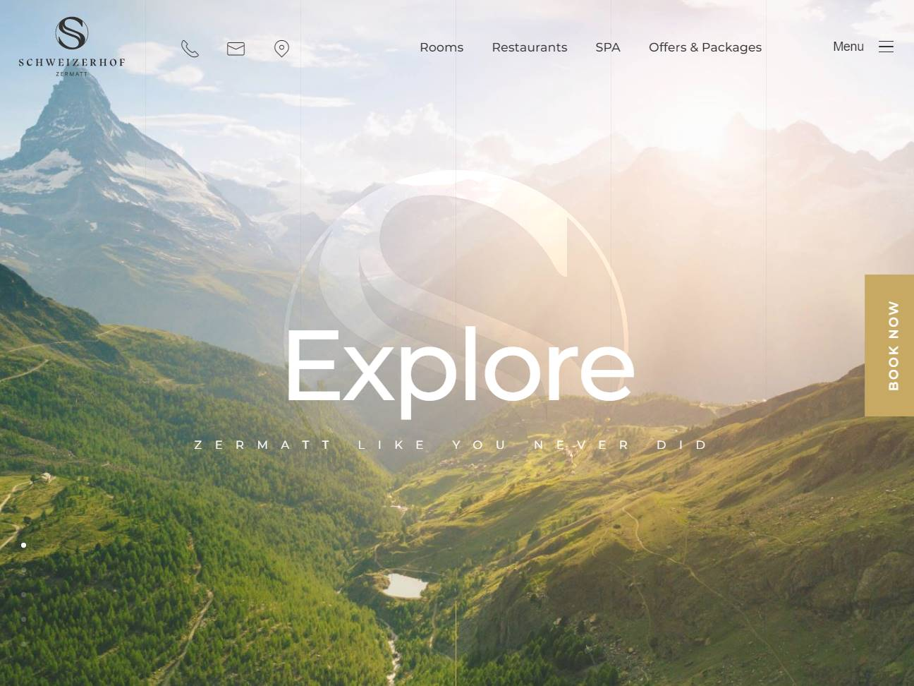 Screenshot of the Schweizerhof Zermatt website