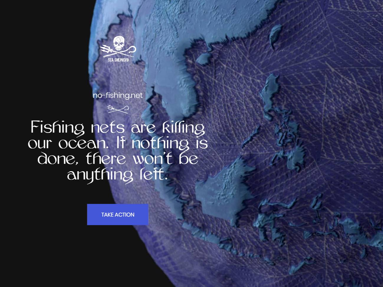 Screenshot of the Sea Shepherd – No fishing net website