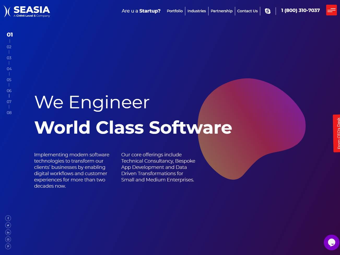 Screenshot of the Seasia Infotech website