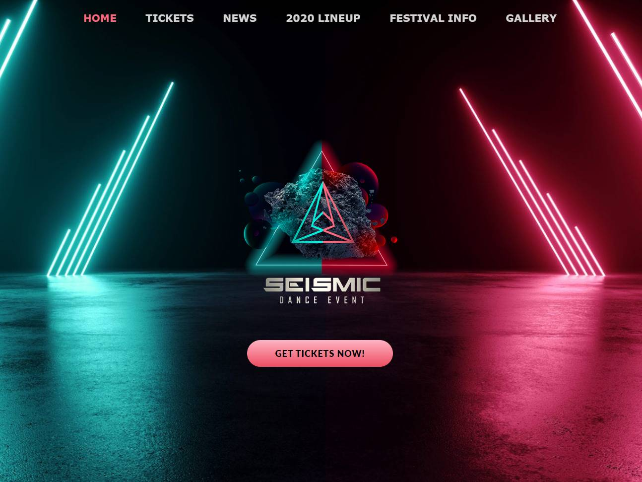 Screenshot of the Seismic Dance Event website