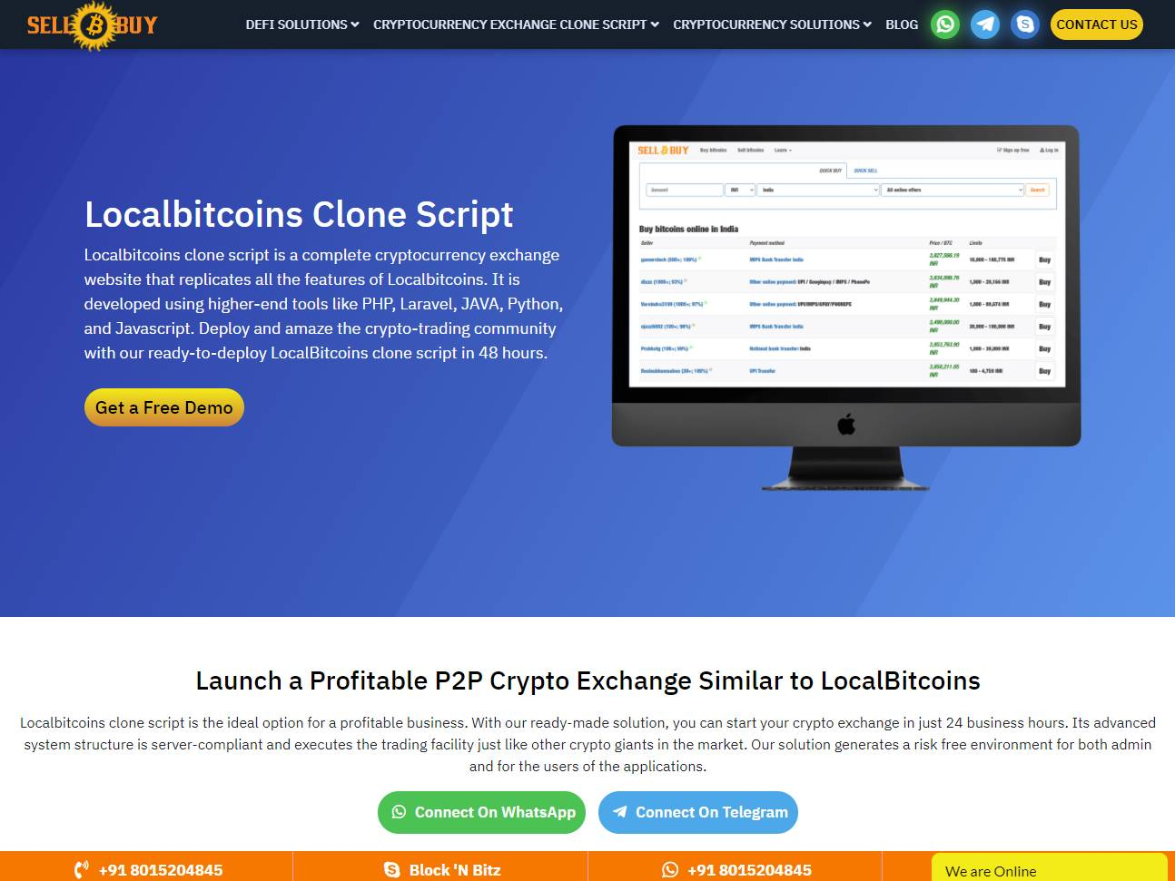 Screenshot of the Sellbitbuy: Cryptocurrency Exchange Software Development in India website