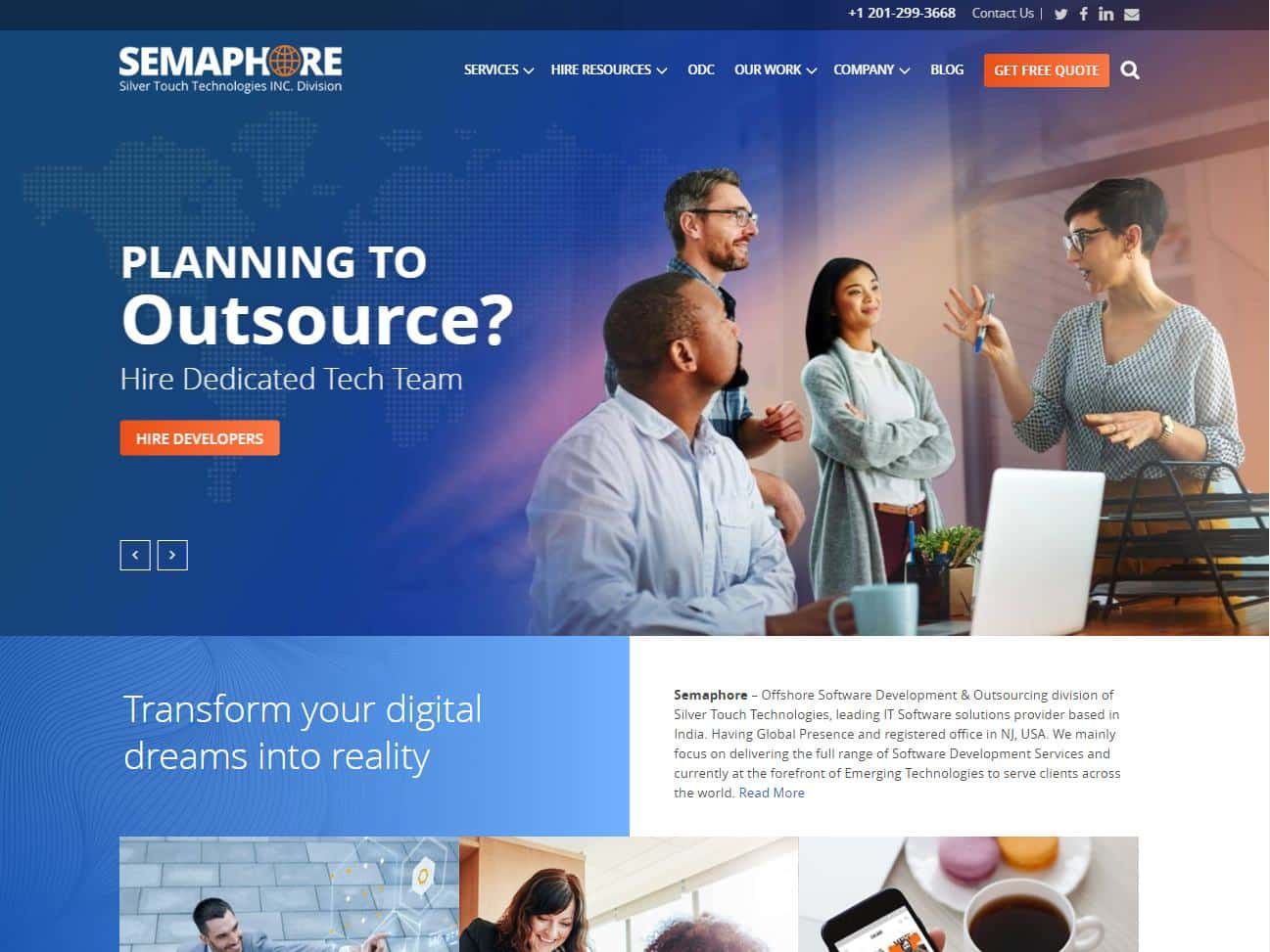 Screenshot of the Semaphore Software website