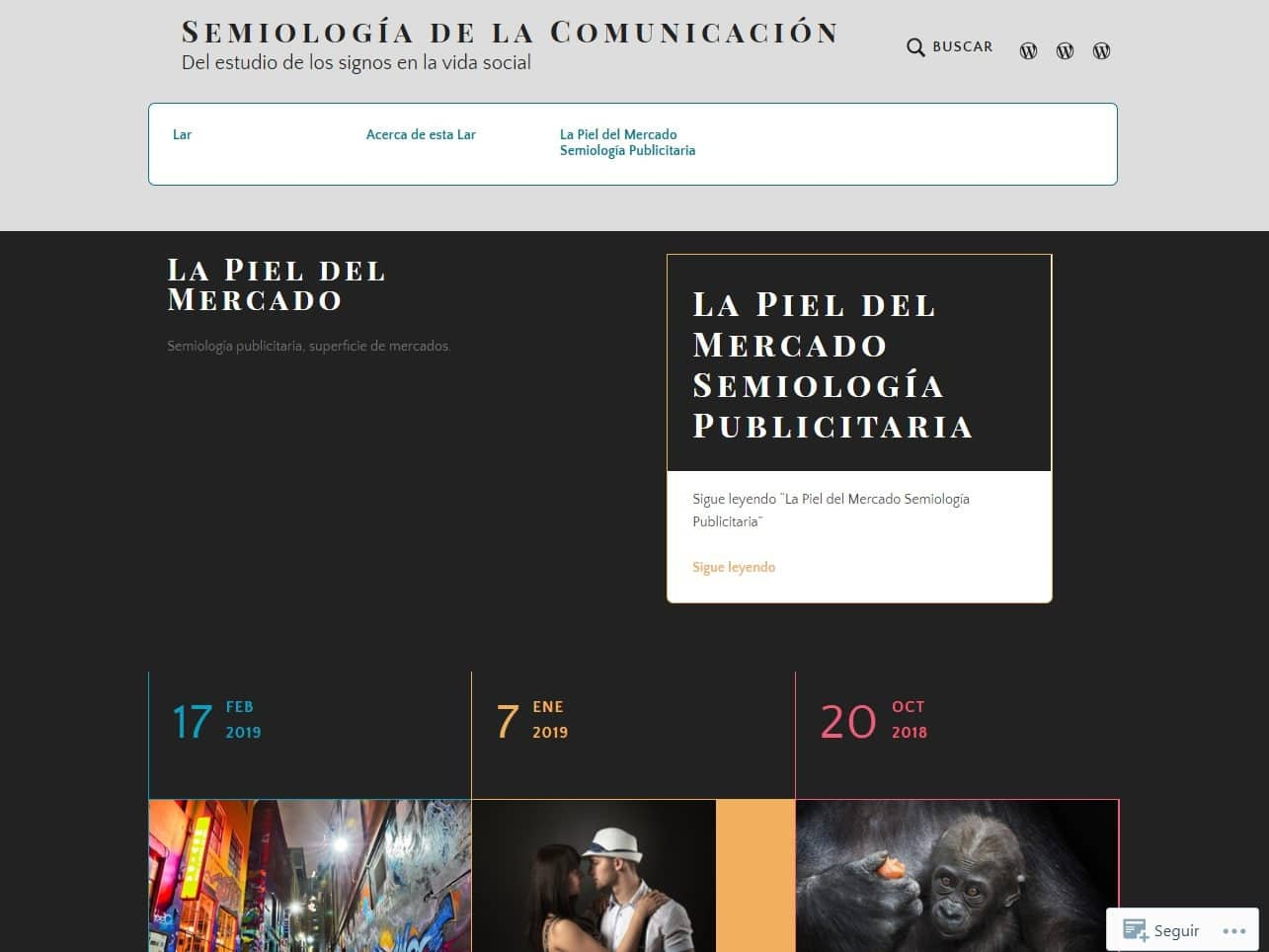 Screenshot of the Semiología de la Comicación website