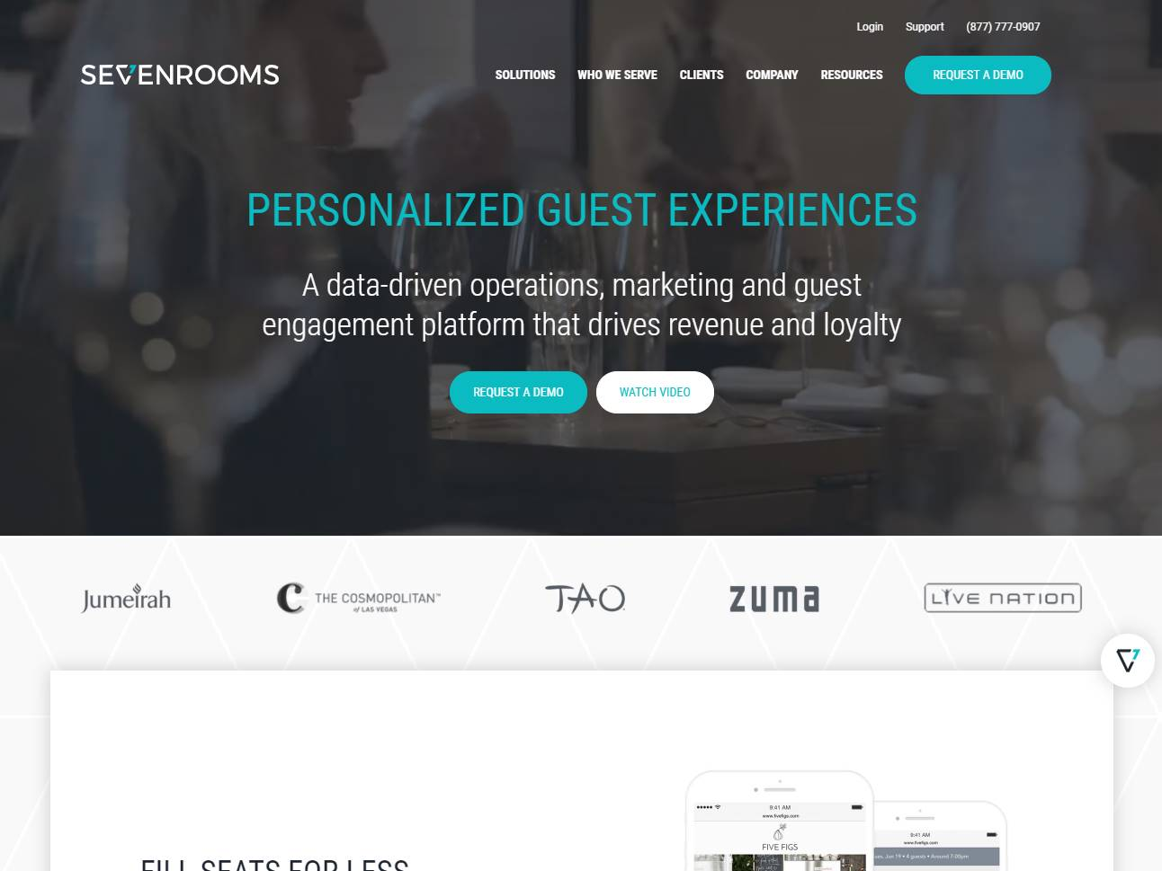 Screenshot of the Seven Rooms website