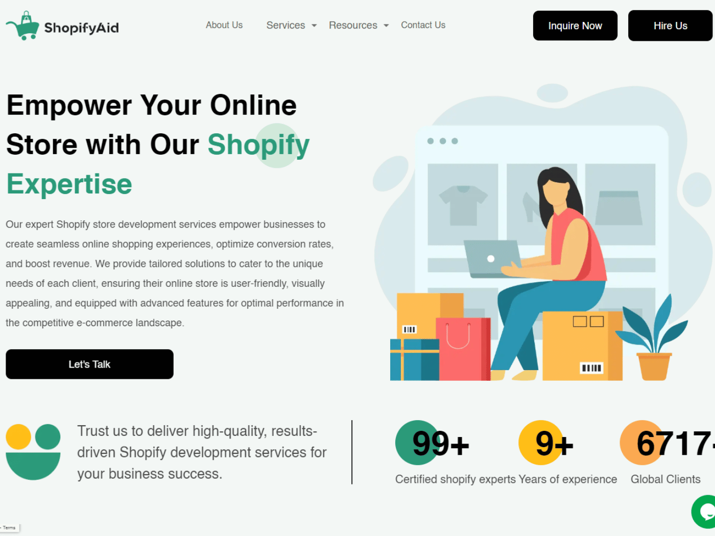 Screenshot of the ShopifyAid website