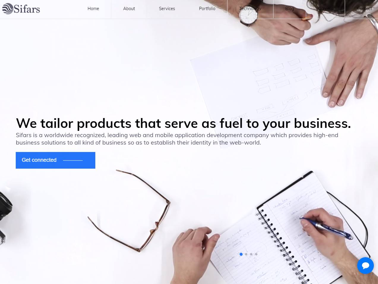 Screenshot of the Sifars website