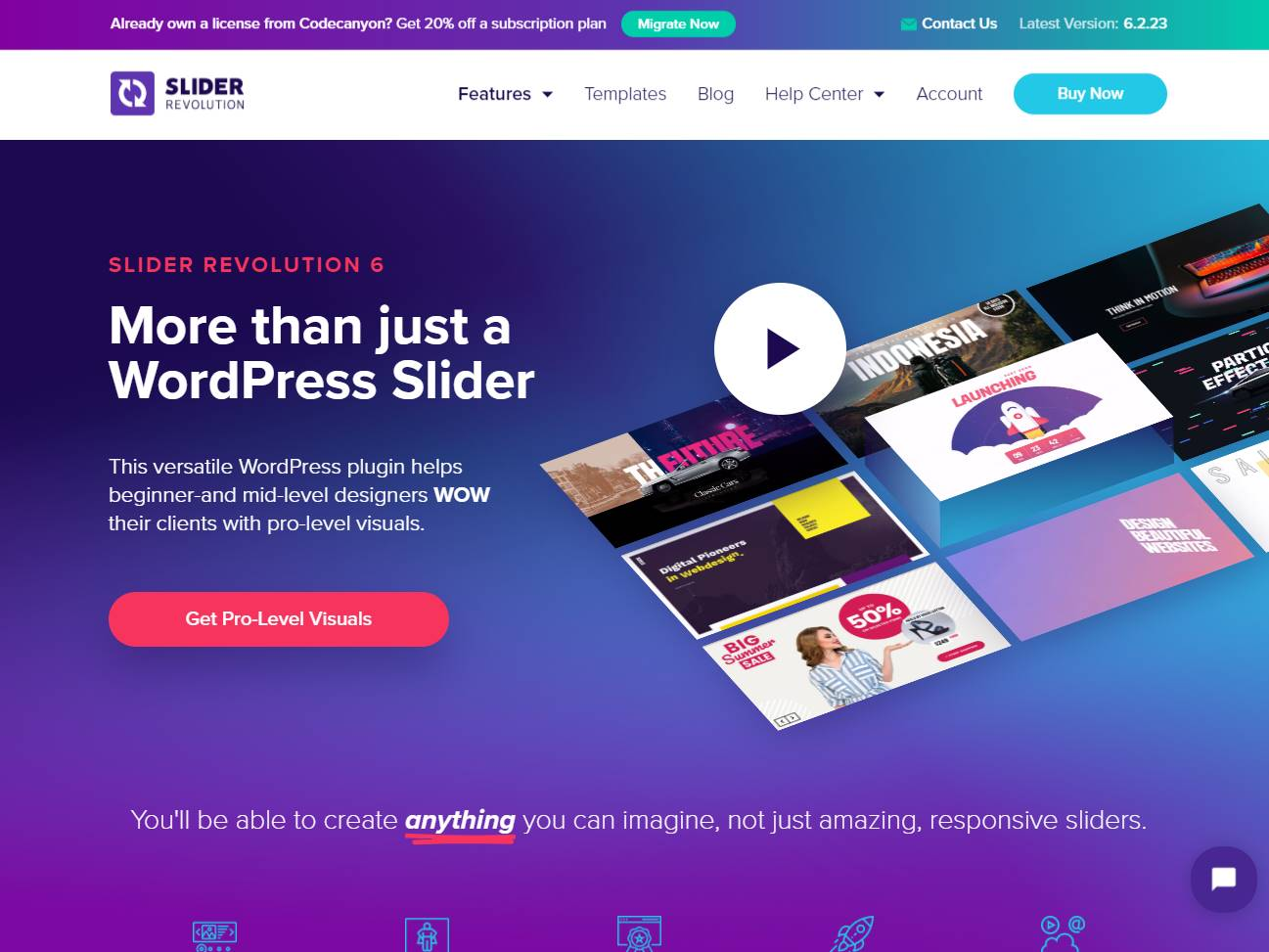 Screenshot of the Slider Revolution website