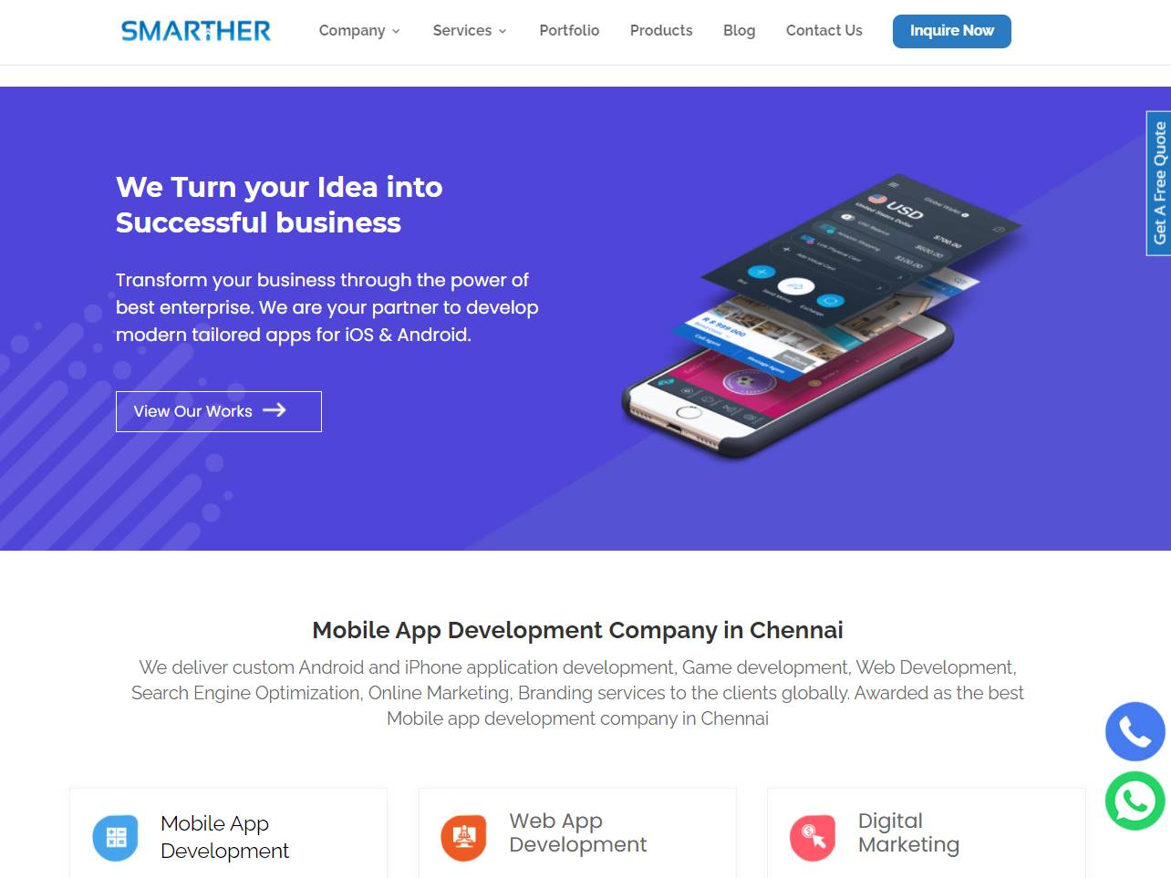 Screenshot of the Smarther website
