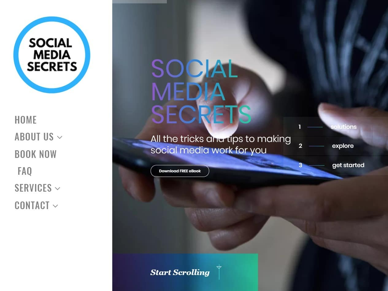 Screenshot of the Social Media Secrets website
