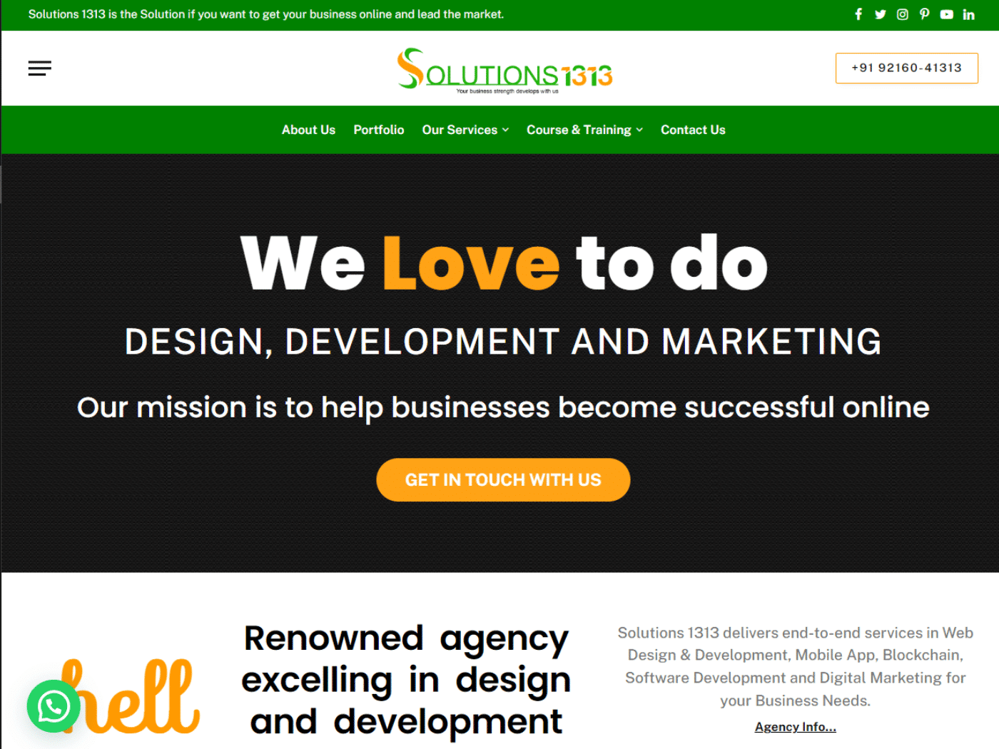 Screenshot of the Solutions 1313 website