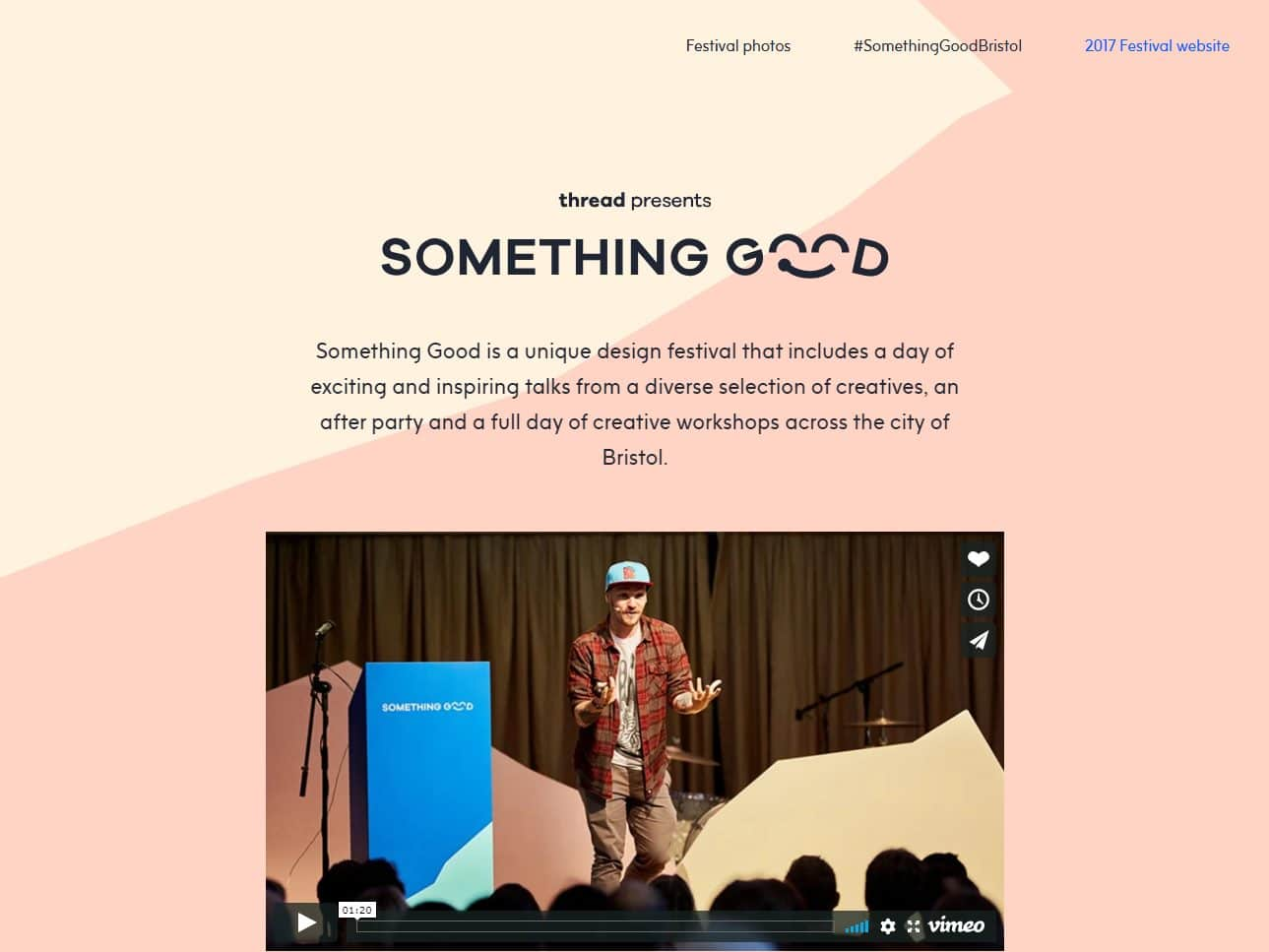 Screenshot of the Something Good website