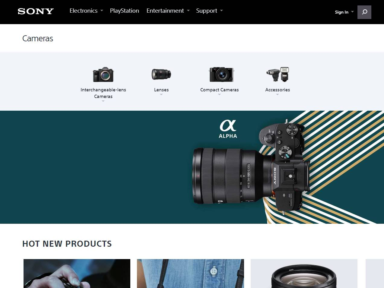 Screenshot of the Sony: The Power of Full Frame website