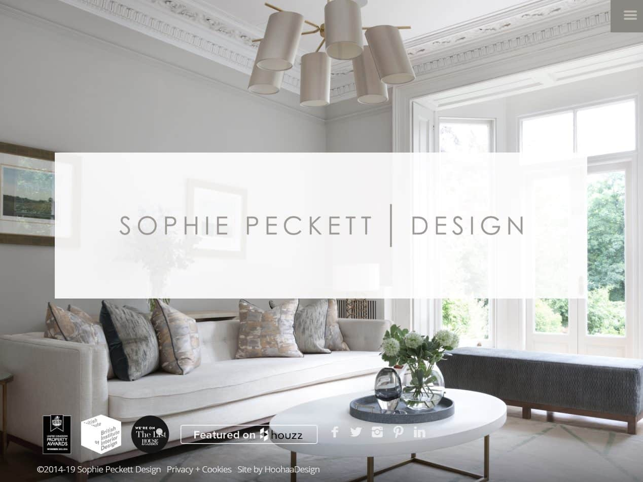 Screenshot of the Sophie Peckett Design website