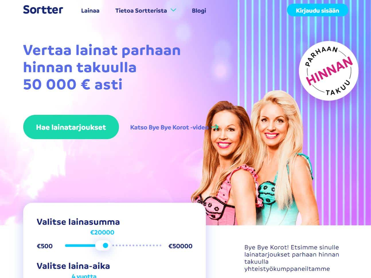 Screenshot of the Sortter website