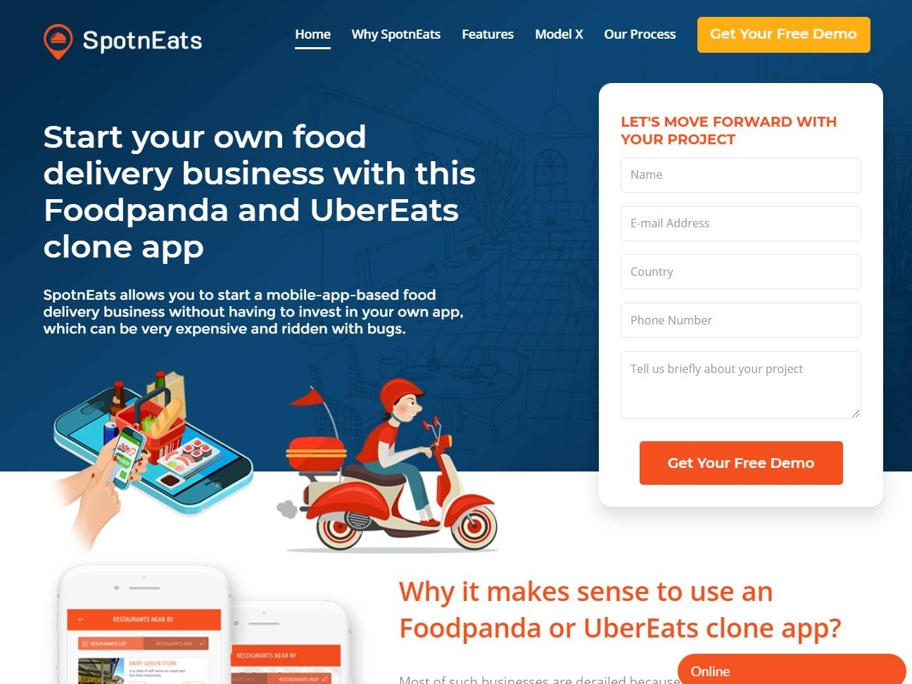 Screenshot of the SpotnEats website