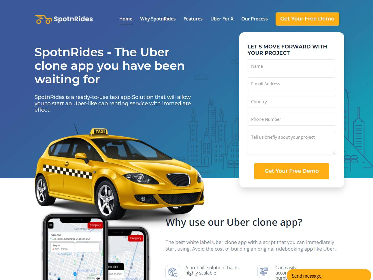 Screenshot of the SpotnRides website