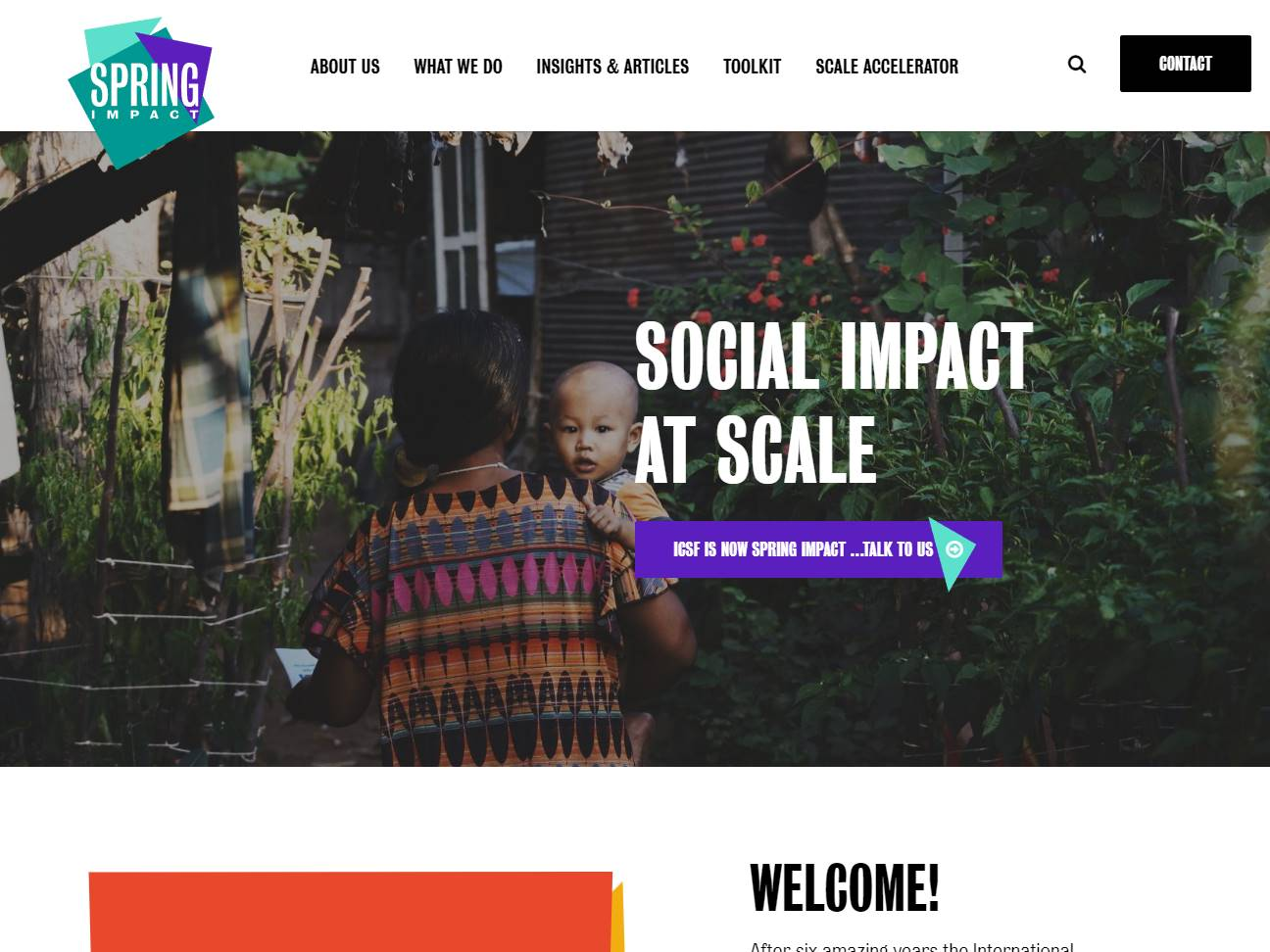 Screenshot of the Spring Impact website