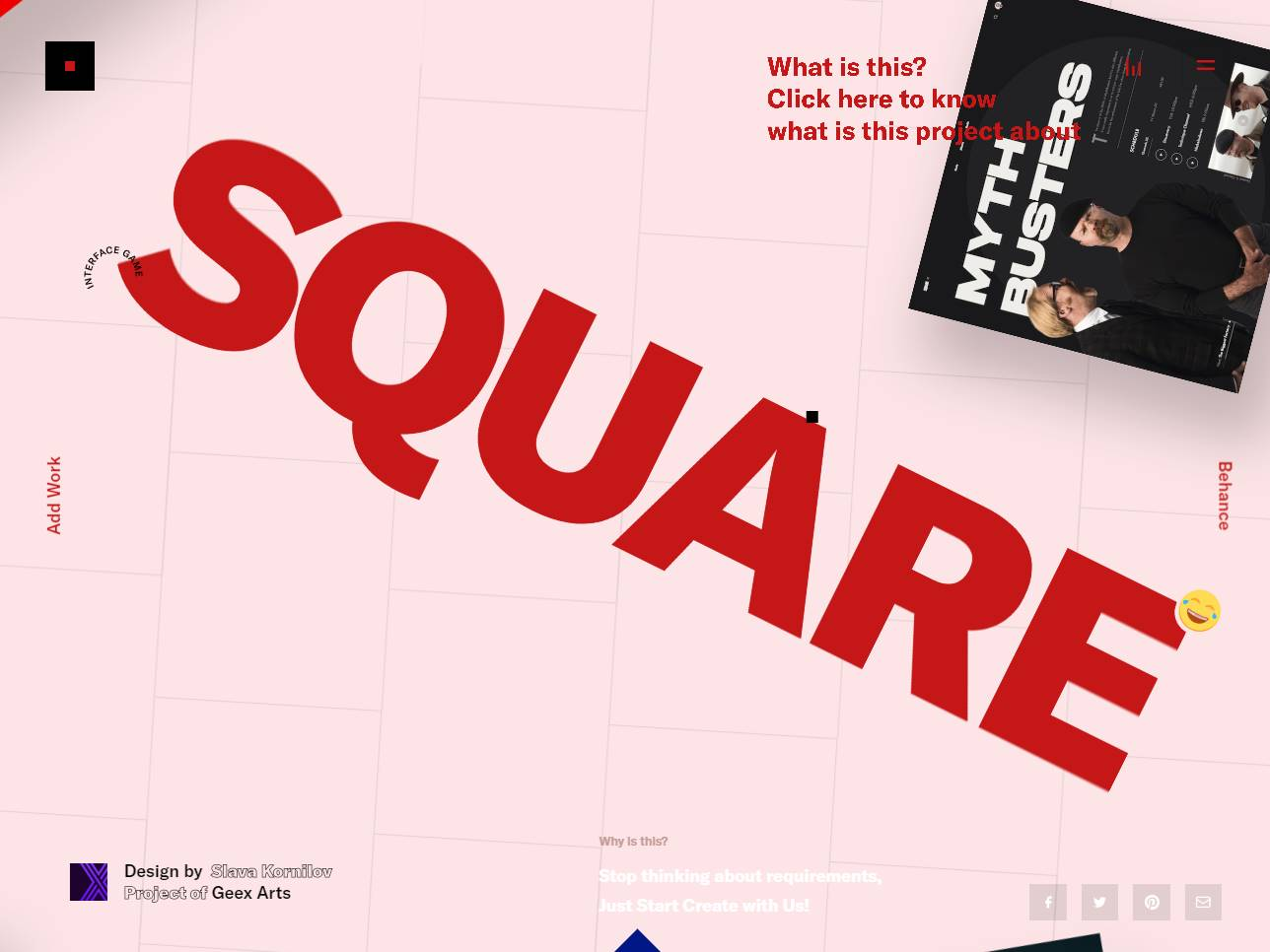 Screenshot of the Square Interface Game website