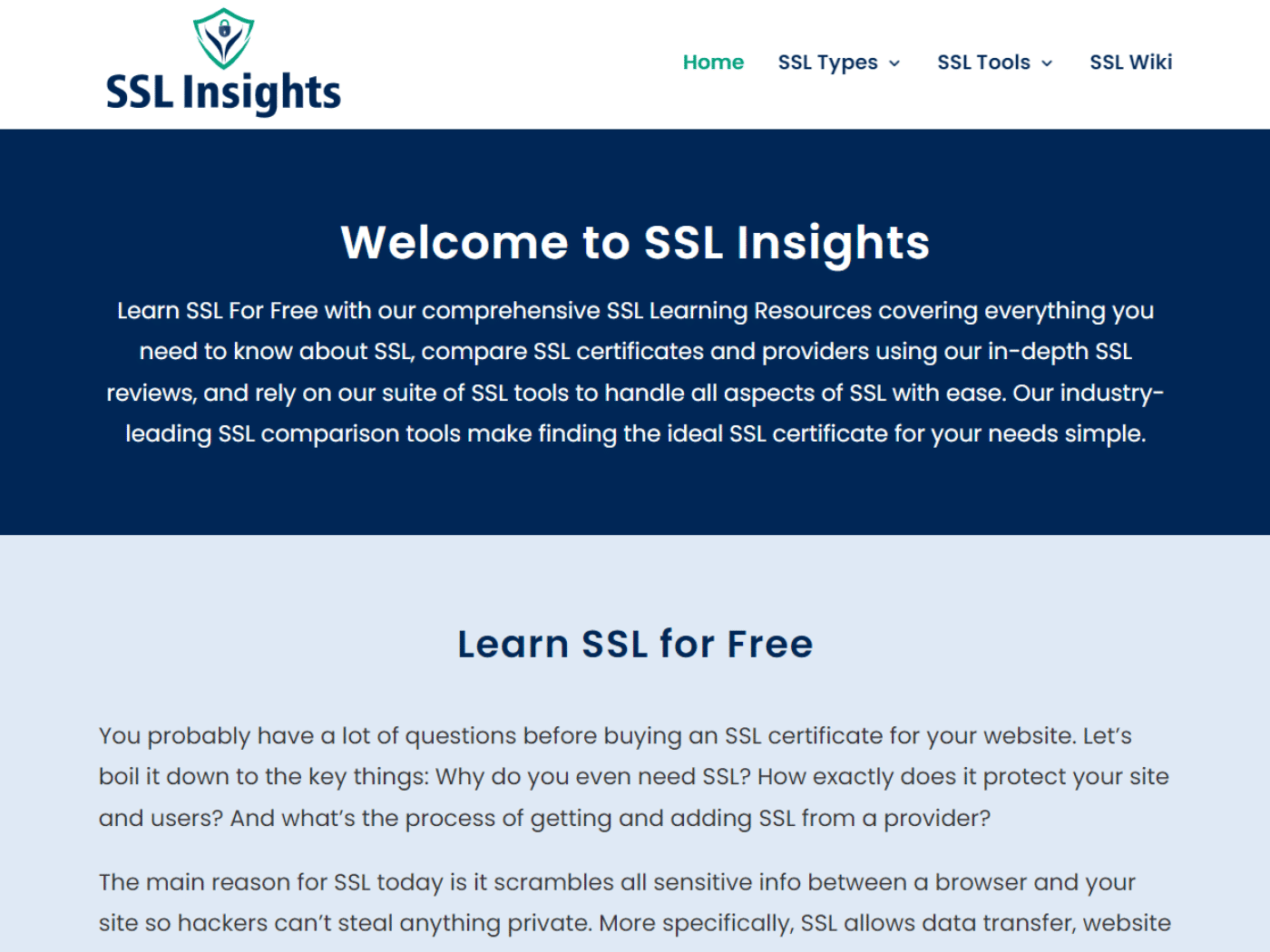 Screenshot of the SSLInsights website