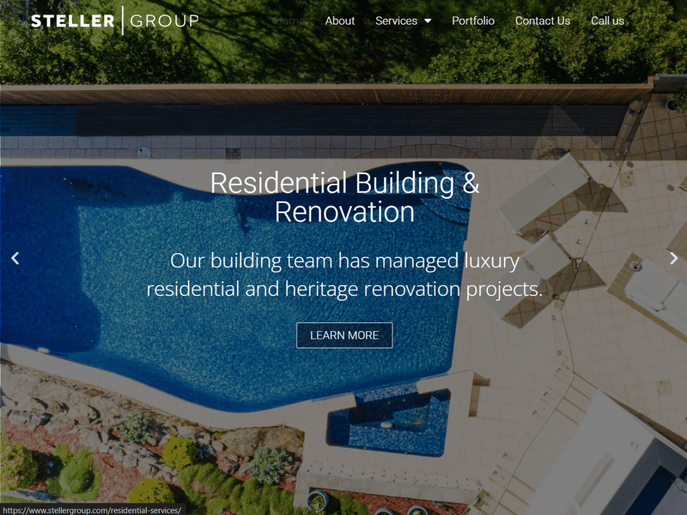 Screenshot of the Steller Group website