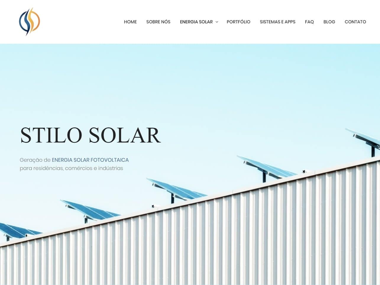 Screenshot of the Stilo Solar website