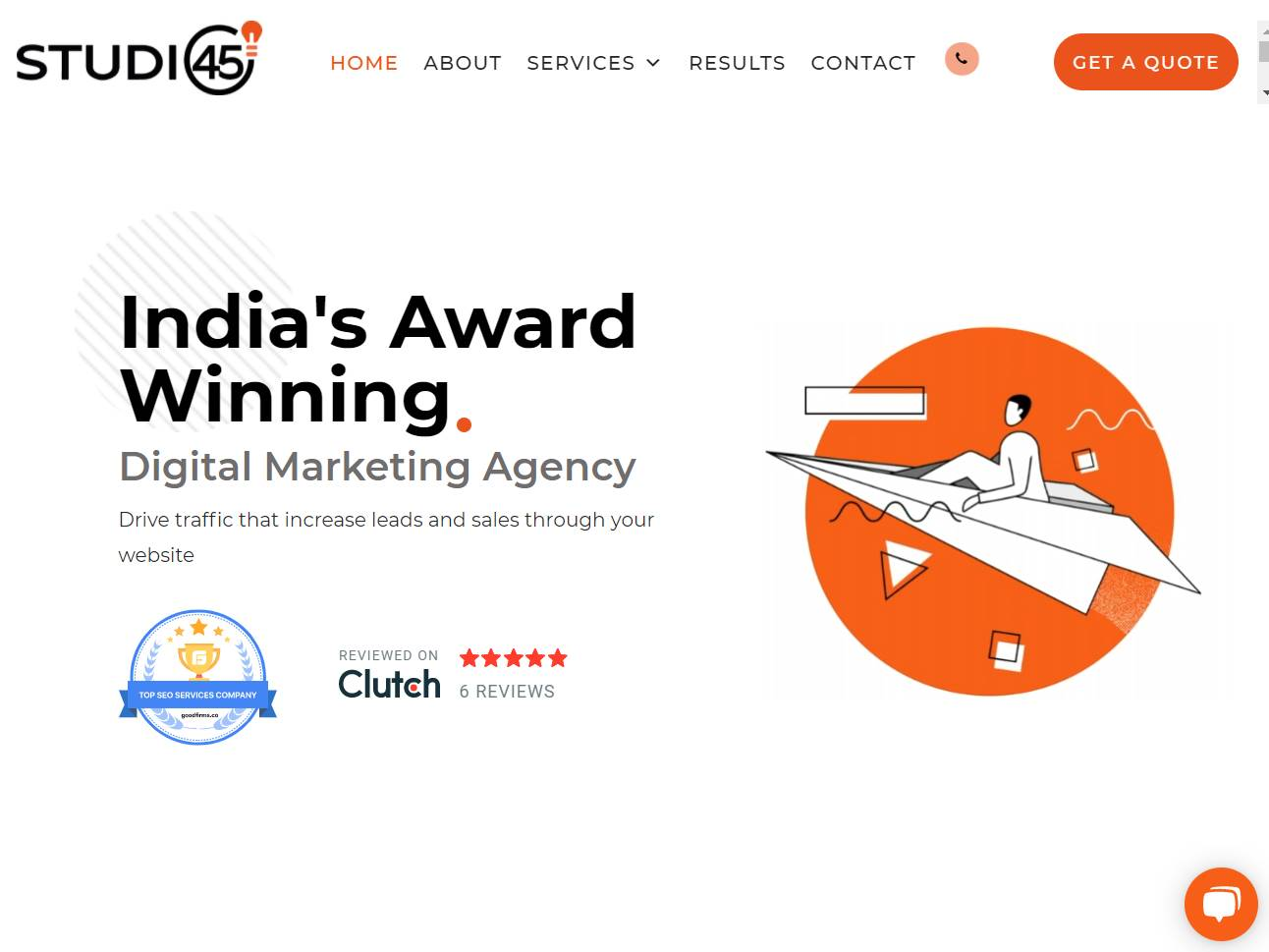 Screenshot of the studio45 website