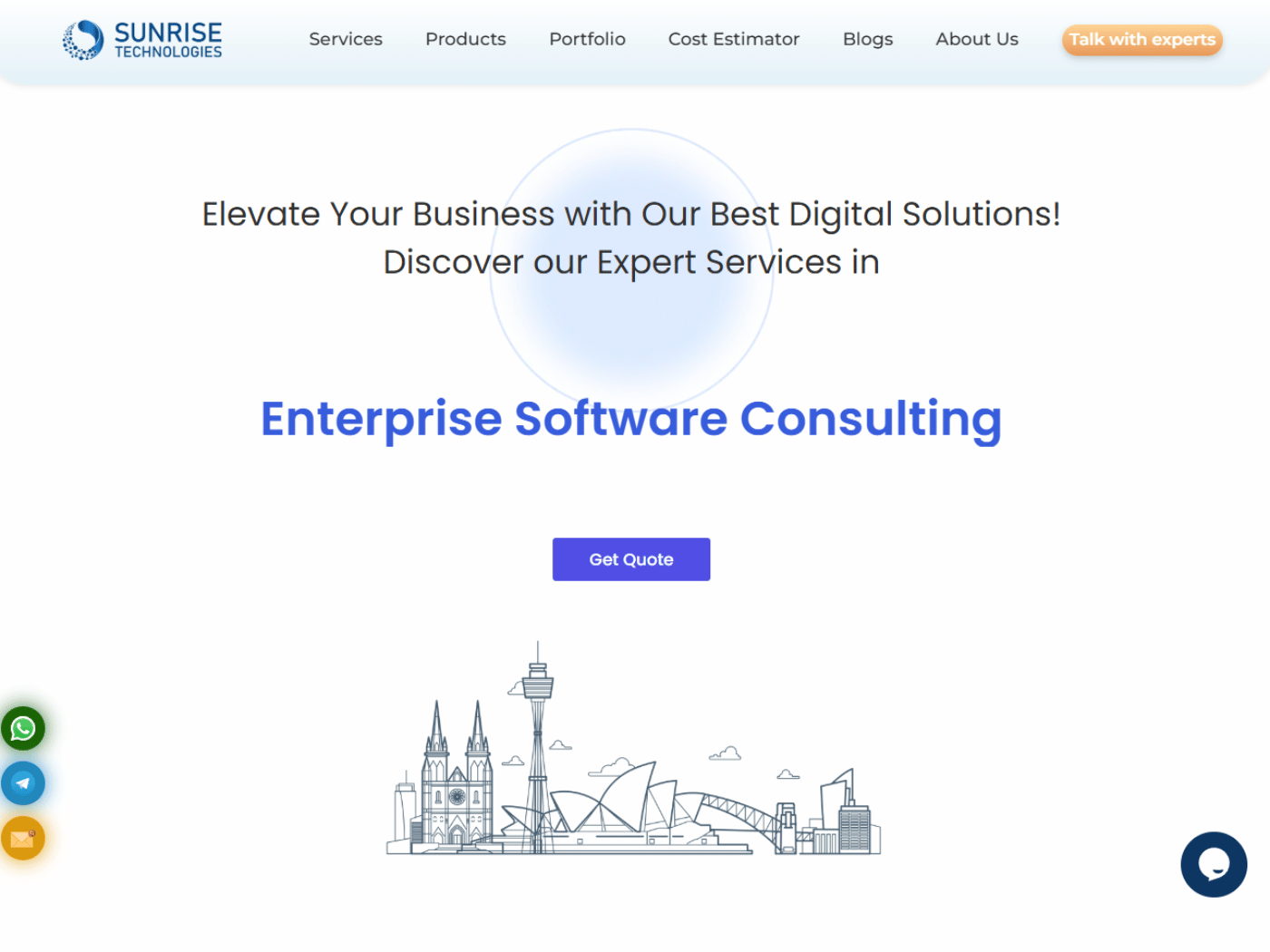 Screenshot of the Sunrisetechs website