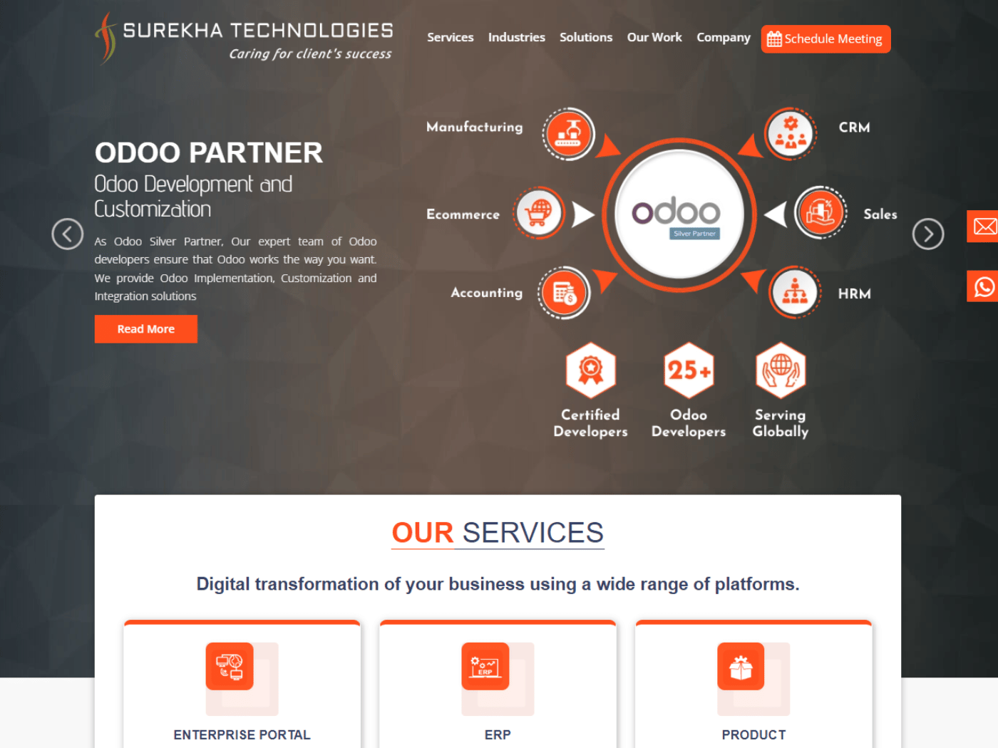 Screenshot of the Surekha Technologies website