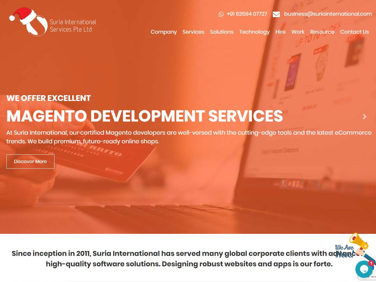 Screenshot of the Suria International website