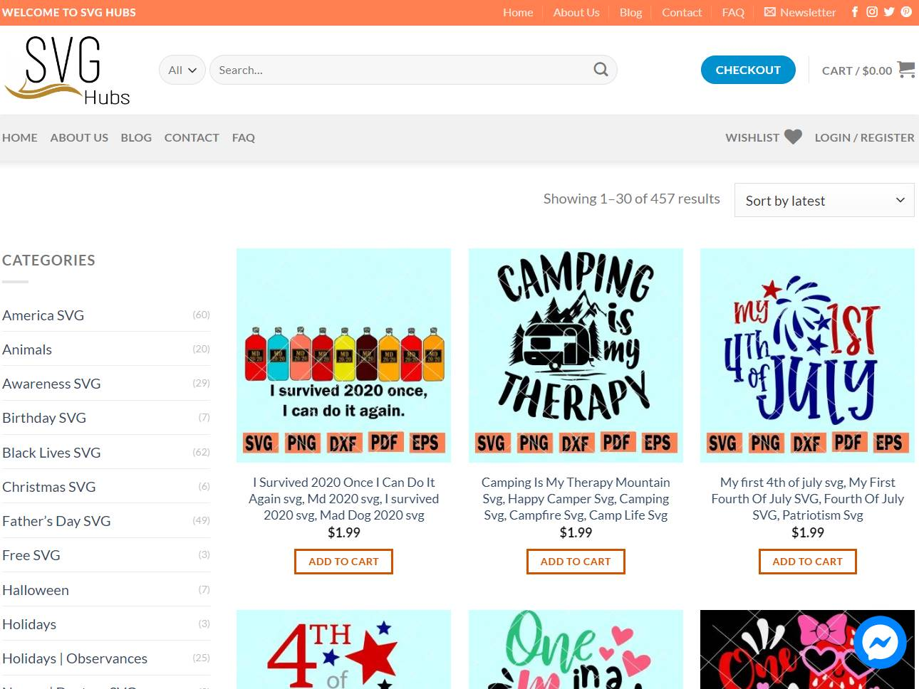Screenshot of the SVG HUBS website