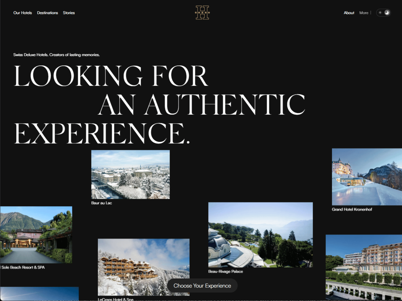 Screenshot of the Swiss Deluxe Hotels website