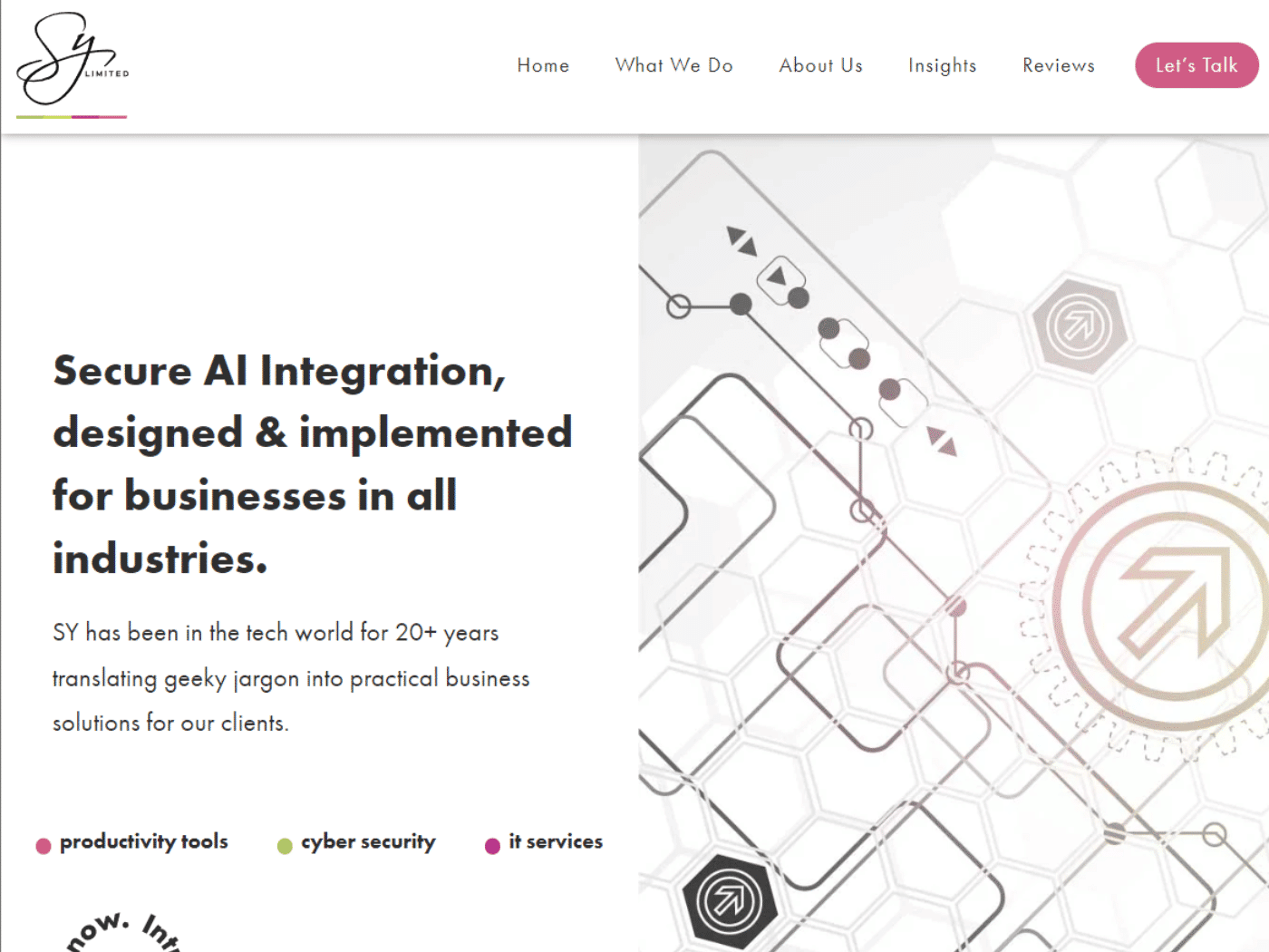 Screenshot of the SY Limited website
